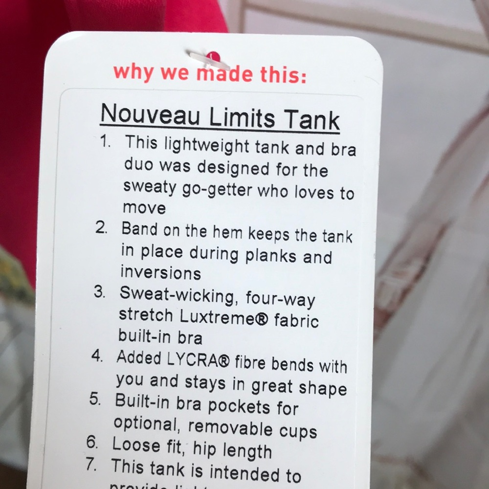 NWT BOOM JUICE LULULEMON NOUVEAU LIMITS TANK - 4 - Picture 6 of 8